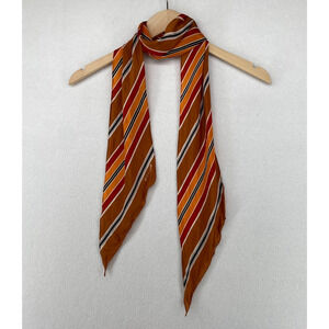 ECHO Scarf Womens Silk Sash Striped Skinny Rectangle Brown 5" x 68"